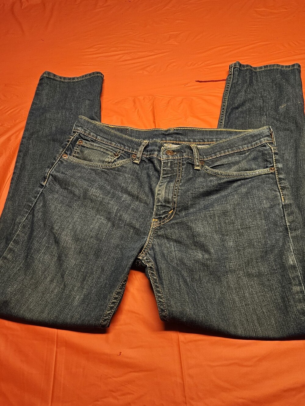 Levi's 511 Slim Fit 34×32 From 2015 Rinsed Playa Gold w/Lemon Yellow Thread EUC